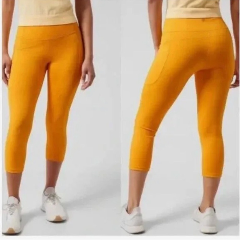 Yellow athleta ultimate stash II capris